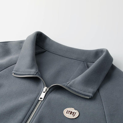 Women's Sports Raglan Sweater Short Embroidery Zipper Cardigan Outerwear