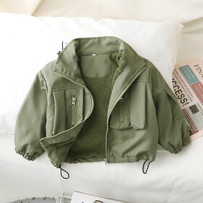 Children's Tooling Fleece-lined Stitching Jacket