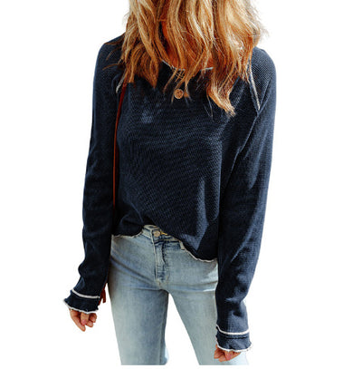 New Autumn Thin Solid Color Bottoming Shirt For Women