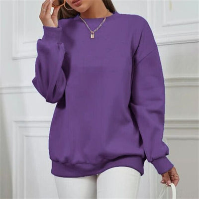 Thick Loose Round Neck Long Sleeve Solid Color Hoodie