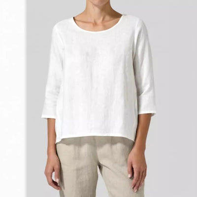 Cotton And Linen Plus Size Women's Clothing 34 Sleeve Casual Loose-fitting T-shirt