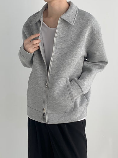 Men's Japanese Solid Color Flip Collar Zipper Coat