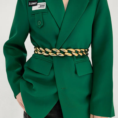 Ladies Decoration Coat Hollow Out Versatile Personality Punk Waist Chain