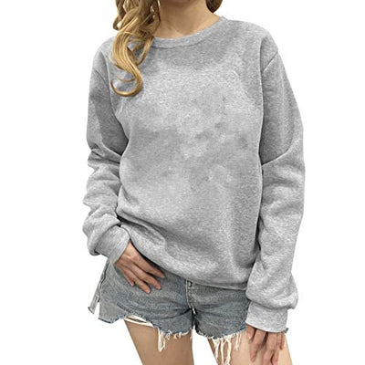Thick Loose Round Neck Long Sleeve Solid Color Hoodie