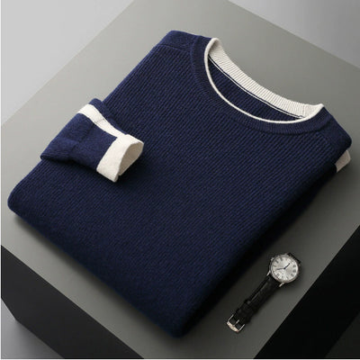 Waffle Crew Neck False Two-piece Suit Knitted Sweater