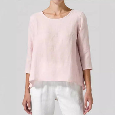 Cotton And Linen Plus Size Women's Clothing 34 Sleeve Casual Loose-fitting T-shirt