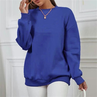 Thick Loose Round Neck Long Sleeve Solid Color Hoodie