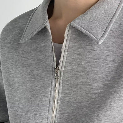 Men's Japanese Solid Color Flip Collar Zipper Coat