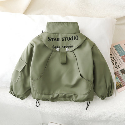 Children's Tooling Fleece-lined Stitching Jacket